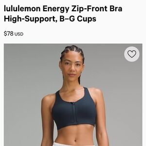 lululemon athletica Energy Zip-Front Bra - Dark Blue